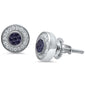8MM Micro Pave Round Halo CZ .925 Sterling Silver Stud Earrings Colors Available!