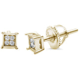 4MM Square Princess Cut CZ .925 Sterling Silver Stud Earrings Colors Available!