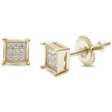 6MM Micro Pave Princess Cut CZ  .925 Sterling Silver Stud Earrings Colors Available!