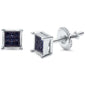 6MM Micro Pave Princess Cut CZ  .925 Sterling Silver Stud Earrings Colors Available!