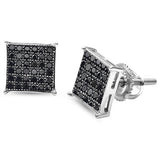 Pendientes de tuerca de plata esterlina 925 con micropavé de circonia cúbica princesa de 8 mm ¡Colores disponibles!