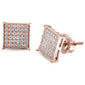 8MM Micro Pave Princess Cubic Zirconia .925 Sterling Silver Stud Earrings Colors Available!