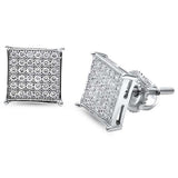 Pendientes de tuerca de plata esterlina 925 con micropavé de circonia cúbica princesa de 8 mm ¡Colores disponibles!