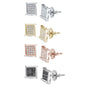 8MM Princess Cut Micro Pave Modern .925 Sterling Silver Stud Earrings Colors Available!
