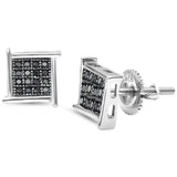 8MM Princess Cut Micro Pave Modern .925 Sterling Silver Stud Earrings Colors Available!