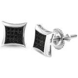 8MM Square Micro Pave Modern .925 Sterling Silver Stud Earrings Colors Available!