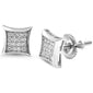 8MM Square Micro Pave Modern .925 Sterling Silver Stud Earrings Colors Available!