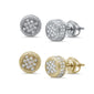 8MM Micro Pave Round Raised Stud .925 Sterling Silver Earrings Colors Available!
