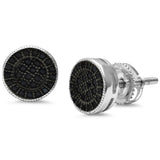 8MM Round Micro Pave Stud .925 Sterling Silver Earrings Colors Available!
