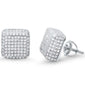 10MM Micro Pave Hip Hop Square Stud .925 Sterling Silver Earrings Colors Available!