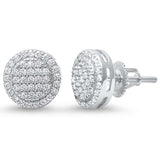 10MM Micro Pave Round Halo Studs .925 Sterling Silver Earrings Colors Available!