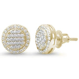 10MM Micro Pave Round Halo Studs .925 Sterling Silver Earrings Colors Available!