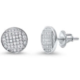 8MM Round Micro Pave studs .925 Sterling Silver Earrings Colors Available!