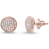 8MM Round Micro Pave studs .925 Sterling Silver Earrings Colors Available!