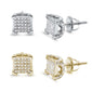 Square Micro Pave Stud .925 Sterling Silver Earrings COLORS Available