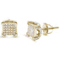 Square Micro Pave Stud .925 Sterling Silver Earrings COLORS Available
