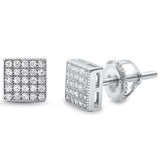 Square Micro Pave .925 Sterling Silver Earrings! Silver, Rose, Yellow & Black Plated