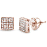 Square Micro Pave .925 Sterling Silver Earrings! Silver, Rose, Yellow & Black Plated