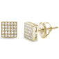 Square Micro Pave .925 Sterling Silver Earrings! Silver, Rose, Yellow & Black Plated