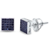 Square Micro Pave .925 Sterling Silver Earrings! Silver, Rose, Yellow & Black Plated