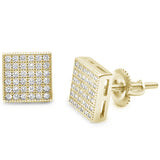8MM Square Mirco Pave Stud .925 Sterling Silver Earrings Colors Available!