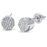 7MM Round Micro Pave CZ .925 Sterling Silver Earrings