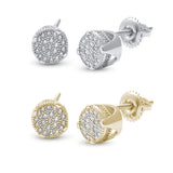 7MM Round Micro Pave CZ .925 Sterling Silver Earrings
