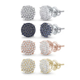 6MM Available 4 Colors Round Micro Pave .925 Sterling Silver Earrings