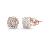 8MM Available 4 Colors Round Micro Pave .925 Sterling Silver Earrings