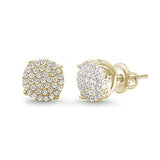 8MM Available 4 Colors Round Micro Pave .925 Sterling Silver Earrings
