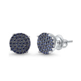 8MM Available 4 Colors Round Micro Pave .925 Sterling Silver Earrings