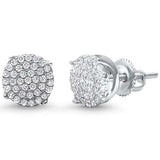 10MM Available 4 Colors Round Micro Pave .925 Sterling Silver Earrings