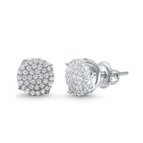8MM Available 4 Colors Round Micro Pave .925 Sterling Silver Earrings