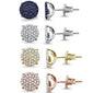 10MM Micro Pave Round CZ .925 Sterling Silver Stud Earrings Color Available!