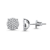 6MM Micro Pave Round CZ .925 Sterling Silver Stud Earrings