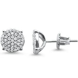 10MM Micro Pave Round CZ .925 Sterling Silver Stud Earrings Color Available!