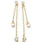 <span>CLOSEOUT! </span>Yellow Gold Plated Cubic Zirconia Pearl Drop Dangle .925 Sterling Silver Earrings