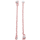 <span>CLOSEOUT! </span>Rose Gold Plated Cubic Zirconia Drop Dangle Long .925 Sterling Silver Earrings