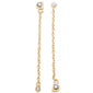 <span>CLOSEOUT! </span>Yellow Gold Plated Cubic Zirconia Drop Dangle Long .925 Sterling Silver Earrings