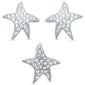 <span>CLOSEOUT! </span>Cute Starfish Cubic Zirconia .925 Sterling Silver Earring & Pendant set 0.5"