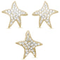 <span>CLOSEOUT! </span>Cute Yellow Gold Plated Starfish Cubic Zirconia .925 Sterling Silver Earring & Pendant set 0.5"