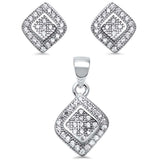 Elegant! Round Cubic Zirconia .925 Sterling Silver Pendant & Earring Set