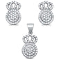 <span>CLOSEOUT! </span>Crown Halo Micro Pave Stud .925 Sterling Silver Pendant & Earring Set