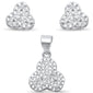 <span>CLOSEOUT! </span>Cubic Zirconia Three Piece Modern .925 Sterling Silver Pendant & Earring Set