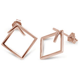 <span>CLOSEOUT! </span>Rose Gold Plated Square Hoop .925 Sterling Silver Earrings