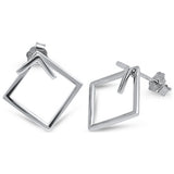 Plain Square Hoop .925 Sterling Silver Earrings