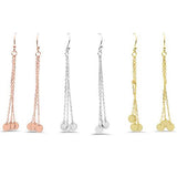 Plain Hammered Disc Dangle .925 Sterling Silver Earrings