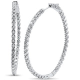 <span>CLOSEOUT! </span>50mm Round Cubic Zirconia Hoop .925 Sterling Silver Earrings Colors Available!