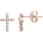<span>CLOSEOUT! </span>Rose gold Plated Cubic Zirconia Cross .925 Sterling Silver Stud Earrings