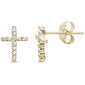 <span>CLOSEOUT! </span>Yellow gold Plated Cubic Zirconia Cross .925 Sterling Silver Stud Earrings